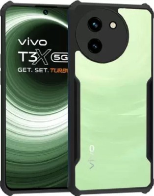 NIKICOVER Back Cover for Vivo T3x 5G(Transparent, Black, Hard Case, Pack of: 1)