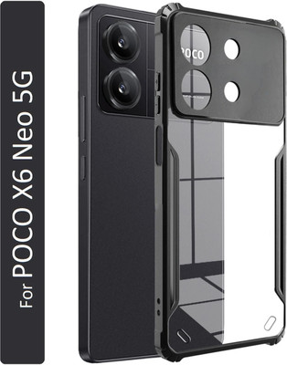 KWINE CASE Back Cover for POCO X6 Neo 5G(Black, Transparent, Shock Proof, Pack of: 1)