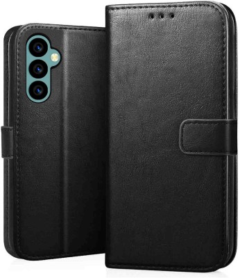 Gadgetgrove Back Cover for Samsung M14 5G Flip Cover Leather Finish | Inbuilt Stand & Pockets(Black, Dual Protection, Pack of: 1)
