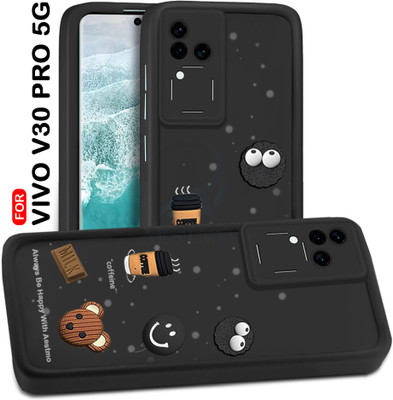 AESTMO Back Cover for Vivo V30 Pro 5G(Black, 3D Case, Silicon, Pack of: 1)