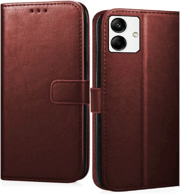 CaseDeal Flip Cover for Samsung Galaxy M04 Premium Leather Finish, with Card Pockets, Wallet Stand(Brown, Dual Protection, Pack of: 1)