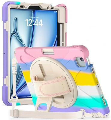 Proelite Back Cover for Apple iPad Air 13 inch M3/M2 2025/2024 Case, Rugged 3 Layer Armor case with Pencil Holder(Pink)