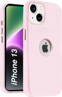 MobiLooks Back Cover for Apple iPhone 13, Original Leather Anti shock Drop Protection(Pink, Camera Bump Protector, Pack of: 1)
