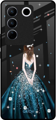 QRIOH Glass Back Cover for Vivo V27 5G(Multicolor, Grip Case, Pack of: 1)