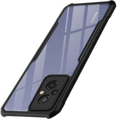 Phone Case Cover Back Cover for Mi Redmi 11 Prime 4G, Transparent Hybrid Hard PC Back TPU Bumper(Black, Grip Case, Silicon, Pack of: 1)