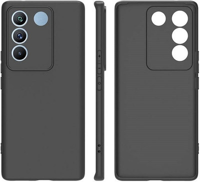 Accessories Kart Back Cover for vivo V27 pro 5G soft flexible candy case(Black, Shock Proof, Silicon, Pack of: 1)