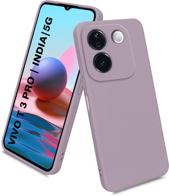 MobiLooks Back Cover for vivo T3 Pro 5G, Liquid Silicone Case inner Microfiber Cloth(Purple, Camera Bump Protector, Silicon, Pack of: 1)