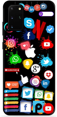 FAZAKA Back Cover for SAMSUNG Galaxy S20 Plus On Glossy Metal Phone Cover | SOCIAL MEDIA(Multicolor, Dual Protection, Pack of: 1)