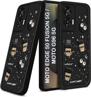 TRUEUPGRADE Back Cover for MOTOROLA Edge 50 Fusion, Motorola Moto G96 5G Cute Fun Cartoon 3D Ball Coffee Case(Black, 3D Case, Silicon, Pack of: 1)