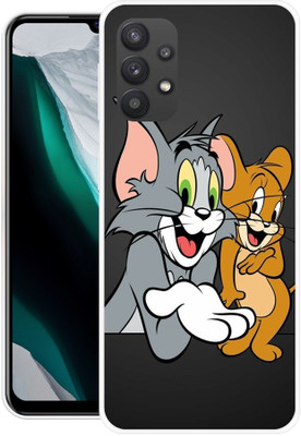PHONE WALEY.COM Back Cover for Samsung Galaxy A13 4G,SM-A135FZKJINS, TOM, JERRY, CAT, RABBIT, CARTOON(Silver, Flexible, Silicon, Pack of: 1)