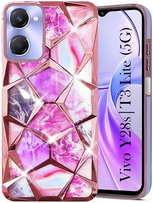 SRV Back Cover for VIVO T3 LITE 5G/Y28S Glitter Sparkle and Detachable Diamond Print Case(Pink, 3D Case, Pack of: 1)
