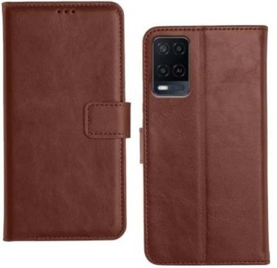 CASETREE Flip Cover for Oppo A54, CPH2239 leather cover(Brown, Grip Case, Pack of: 1)