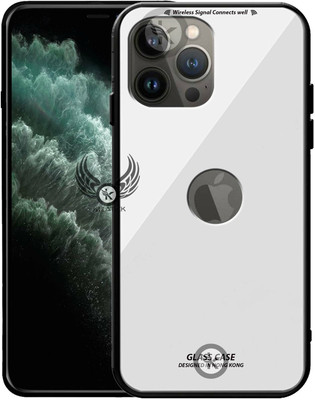 Kreatick Back Cover for IPHONE-11 PRO MAX, Luxurious 9H Toughened Glass Back Case Shockproof TPU Bumper(White, Dual Protection, Pack of: 1)