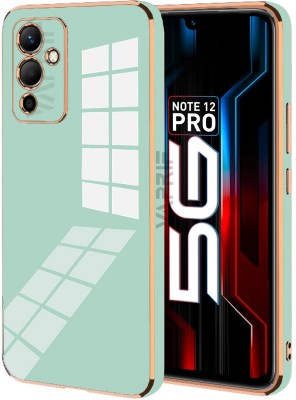 VAPRIF Back Cover for Infinix Note 12 Pro 5G, Golden Line Premium Soft Chrome Case | Silicon Gold Border(Green, Shock Proof, Silicon, Pack of: 1)