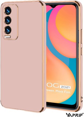 VAPRIF Back Cover for Vivo Y20G, Y20, Y20i, Y20T,Y12G, Golden, Line Premium Soft Chrome Case | Silicon Gold Border(Pink, Shock Proof, Silicon, Pack of: 1)