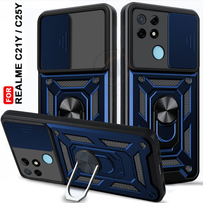 AelVouX Back Cover for Realme C21Y, Realme C25Y(Blue, Ring Case, Pack of: 1)