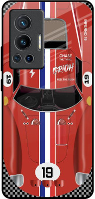 QRIOH Glass Back Cover for Vivo X70 Pro(Red, Grip Case, Pack of: 1)