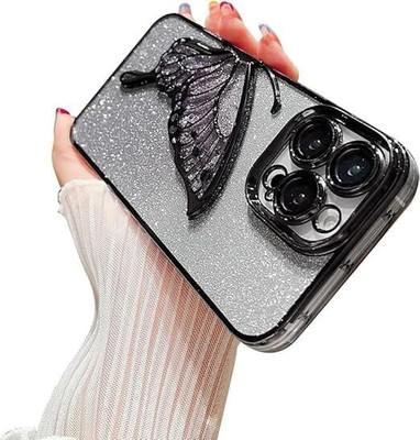 Midos Back Cover for iPhone 15 Pro Max, Butterfly Design Aesthetic Girls Cover For iPhone 15 Pro Max (Black)(Black)