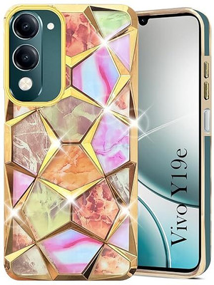 Kosher Traders Back Cover for Vivo Y19e ( Dual Design Glitter Sparkle and Detachable Diamond Print Case )(Gold, Dual Protection)