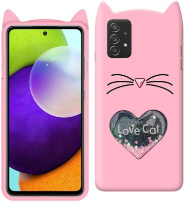 A3sprime Back Cover for Samsung Galaxy A52 5G, |Soft Silicon with Drop Protective & 3D Heart Love Cat Shaped Case|(Pink, 3D Case, Silicon, Pack of: 1)