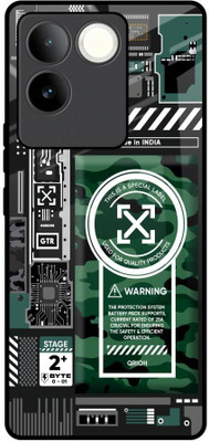 QRIOH Glass Back Cover for iQOO Z7 Pro 5G(Multicolor, Grip Case, Pack of: 1)