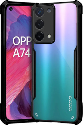 Flipkart SmartBuy Back Cover for Oppo A74 5G(Black, Transparent, Shock Proof, Pack of: 1)