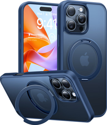 Torras Back Cover for iPhone 16 Pro Max Upgraded 360°Rotatable Magnetic Ring ,MagSafe,Stand Ring Holder, Ostand(Blue, Magnetic Case)