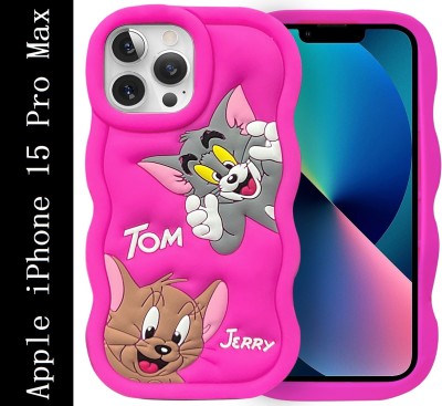 Coverskart Tom and Jerry Cartoon Back Cover for Apple iPhone 15 Pro Max, Soft Silicone 3D Cute Cartoon Full Protective Case(Pink, Camera Bump Protector, Silicon, Pack of: 1)