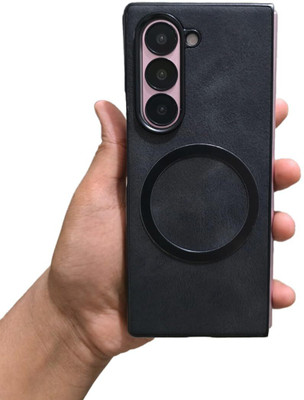 lalit nagar Back Cover for Leather Full Fabric Magnetic Protective for Samsung Galaxy Z Fold 6 Shockproof(Black, Pack of: 1)