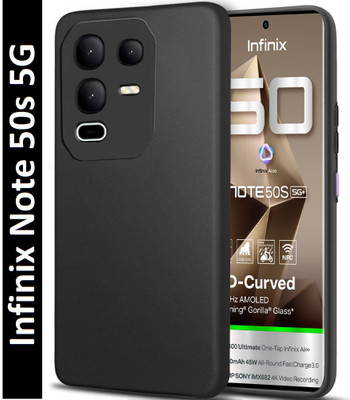 VAPRIF Back Cover for Infinix Note 50s 5G+, Matte Rubberized Soft Silicone Protective Cloth Inside(Black, Dual Protection, Pack of: 1)