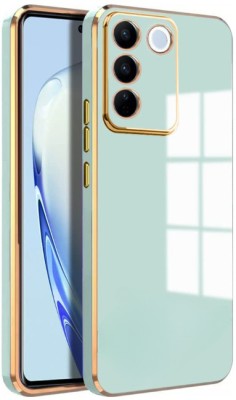 A3sprime Back Cover for vivo V27 Pro 5G, |Soft Silicon Golden Side Colored with Drop Protective Case|(Green, Camera Bump Protector, Silicon, Pack of: 1)