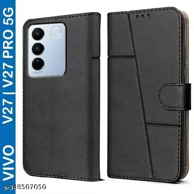 Acessorisehub Back Cover for Flip Black Vivo V27 5G(Black, Waterproof, Pack of: 1)