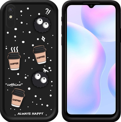 TRIESTER Back Cover for 3D Cute Coffee & Cartoon Design Soft Back Cover for redmi 9A(Black, 3D Case, Silicon, Pack of: 1)