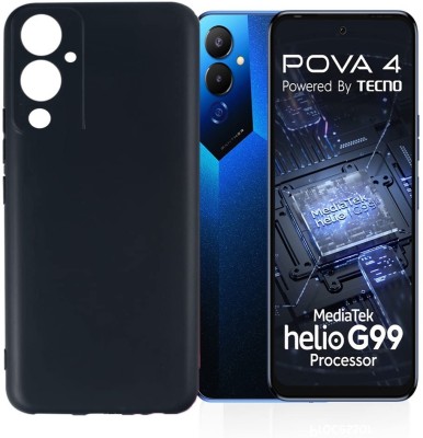 S-Softline Back Cover for Tecno Pova 4, Plain Candy Case With Camera Protection(Black, Silicon, Pack of: 1)