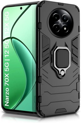 WOW Imagine Back Cover for Realme 12 5G, Realme 12X 5G, Realme Narzo 70X 5G, (Armor | Hybrid | Protection with Kickstand )(Black, Ring Case, Pack of: 1)