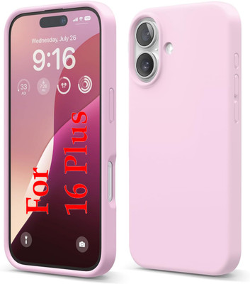 LamaniyaDesign Back Cover for Apple iPhone 16 Plus(Pink, Microfiber Lining, Silicon, Pack of: 1)