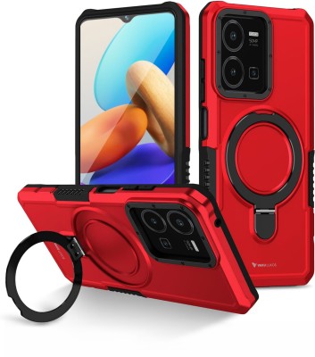 Vaku Luxos Back Cover for Vivo Y35 4G, Astor Military Grade Case with Rotable Ring Kickstand TPU Cover(Red, Shock Proof, Pack of: 1)