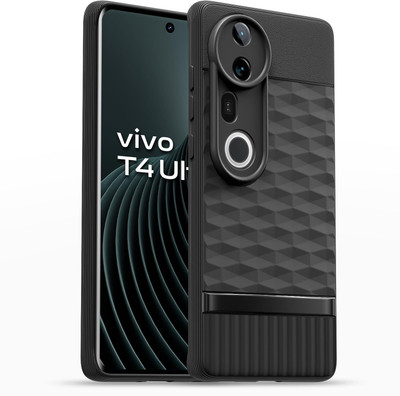 LOGELI Back Cover for Vivo T4 Ultra 5G, Soft Grip 3D Hexa Cube Design, Protective Bumper Case(Black, Flexible, Silicon, Pack of: 1)
