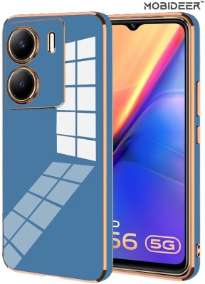 MOBIDEER Back Cover for Vivo Y56 5G, Golden Line Premium Soft Chrome Case, Silicon Gold Border(Blue, Shock Proof, Silicon, Pack of: 1)