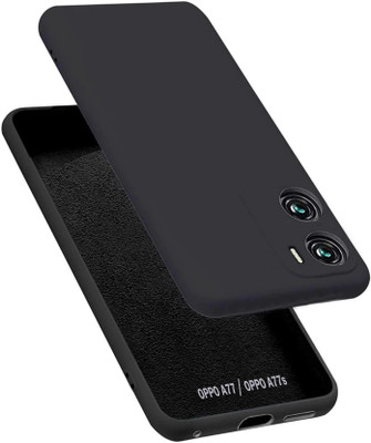 VAPRIF Back Cover for Oppo A77, Oppo A77S, Oppo A57 4G, Matte Rubberized Soft Silicone Protective Cloth Inside(Black, Dual Protection, Pack of: 1)