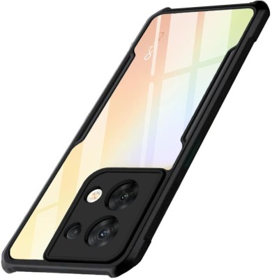 Kreatick Back Cover for OPPO-RENO 8 (5G) (Crystal Glass Back | Camera Protection | Shockproof Bumpers )(Black, Grip Case, Pack of: 1)