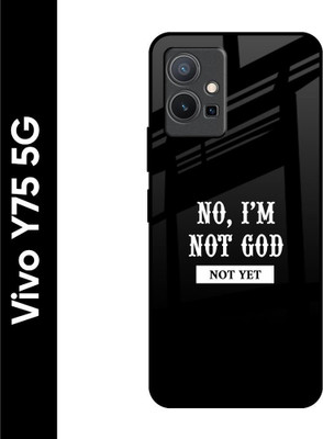 QRIOH Glass Back Cover for Vivo Y75 5G(Black, Grip Case, Pack of: 1)