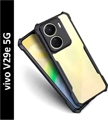 ALONZO Back Cover for vIVO V29E, Transparent Hybrid Hard PC Back TPU Bumper(Black, Transparent, Silicon, Pack of: 1)