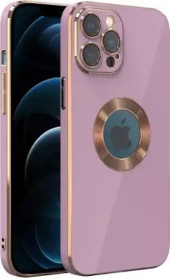 KARAS Back Cover for Iphone 12 Pro Max - Purple | Golden Line, Premium Soft Chrome Case | Silicon Gold Border(Purple, Camera Bump Protector, Silicon, Pack of: 1)