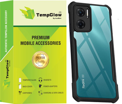 TempGlow Back Cover for Mi Note 11E 5G, Mi 10 Prime Plus 5G(Black, Transparent, Grip Case, Pack of: 1)