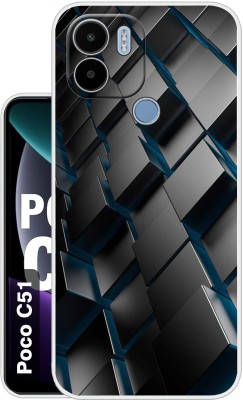 Case Club Back Cover for POCO C51(Black, Blue, Silicon, Pack of: 1)