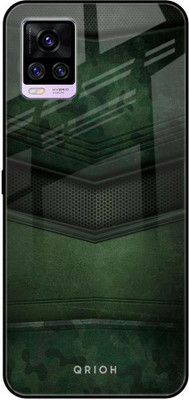 QRIOH Glass Back Cover for Vivo V20(Multicolor, Grip Case, Pack of: 1)