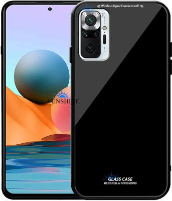SUNSHINE Back Cover for REDMI NOTE-10 PRO, Luxurious 9H Toughened Glass Back Case Shockproof TPU Bumper(Black, Dual Protection, Pack of: 1)