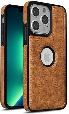 Autcase Back Cover for Leather Iphone 14 Pro Max(Brown, Grip Case, Pack of: 1)