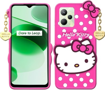 mobies Back Cover for Realme C35 / Realme Narzo 50A Prime Hello Kitty 3D Cute Kitty Heart Pendant(Pink, 3D Case, Silicon, Pack of: 1)